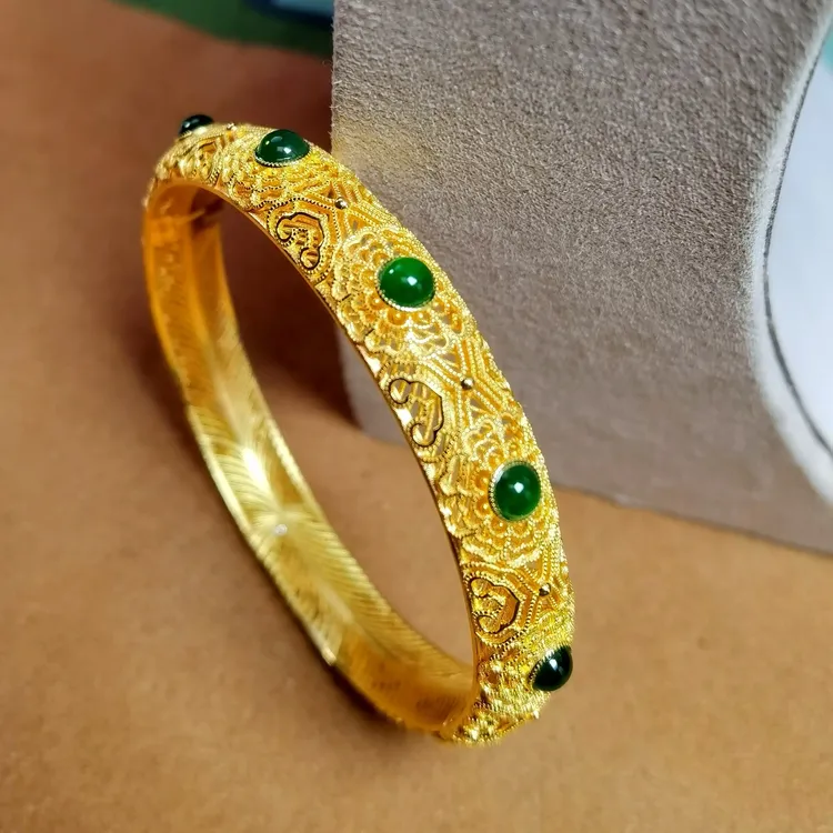 银镶嵌翡翠手镯-BHY57223