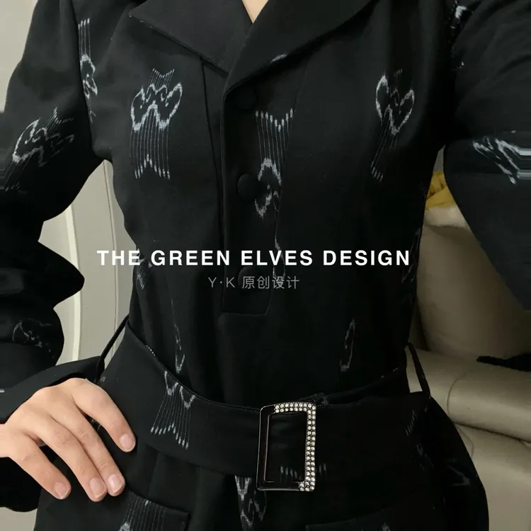 高端私人定制秋冬款艾特莱斯印花连衣裙