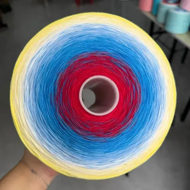 「白雪公主」100%棉纯棉渐变蛋糕线手工编织钩织纯棉披肩毯子