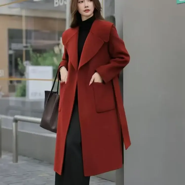 秋冬季新款双面羊绒大衣长款韩版修身气质高端轻奢女士毛呢外套