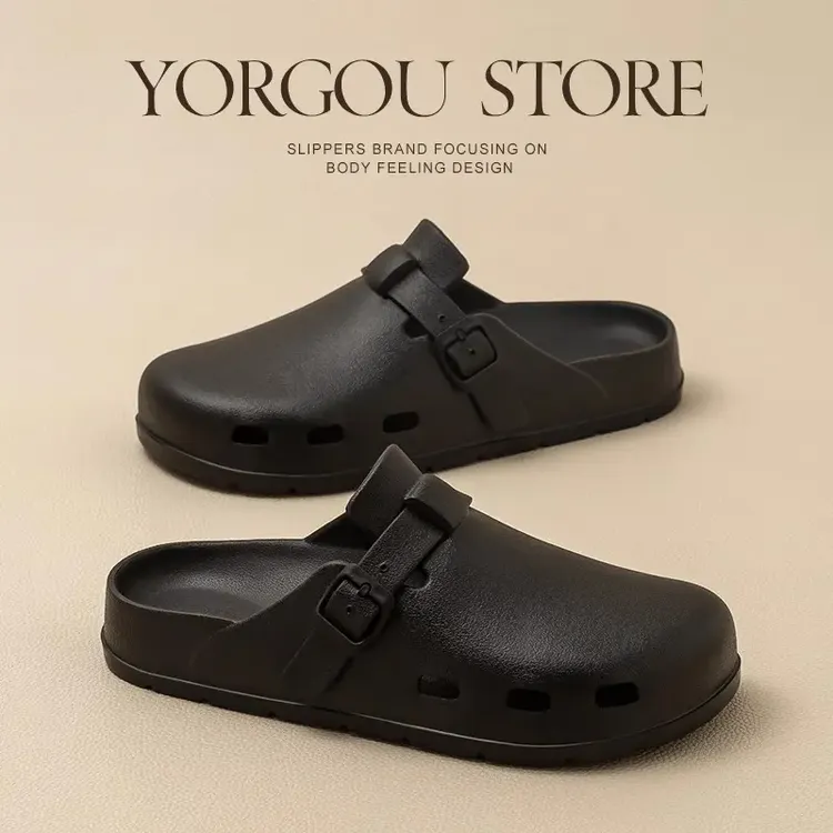 远港男士勃肯包头凉拖鞋夏天办公室防滑懒人透气户外沙滩洞洞鞋女