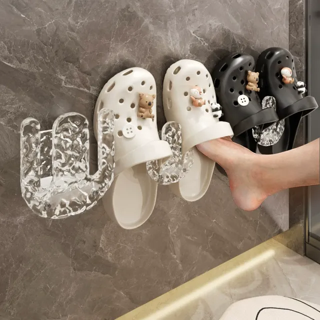 浴室拖鞋架亚克力壁挂式免打孔卫生间置物沥水挂鞋子收纳架子挂钩