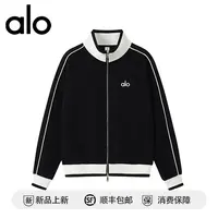 alo官版高品质25秋季新款休闲拼色运动卫衣男女潮流立领宽松外套