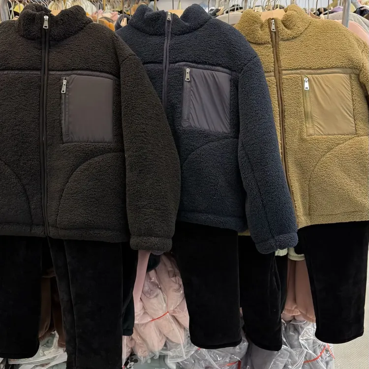 冬季三层加厚拉链休闲贴标棒球款可外穿男士家居服套装