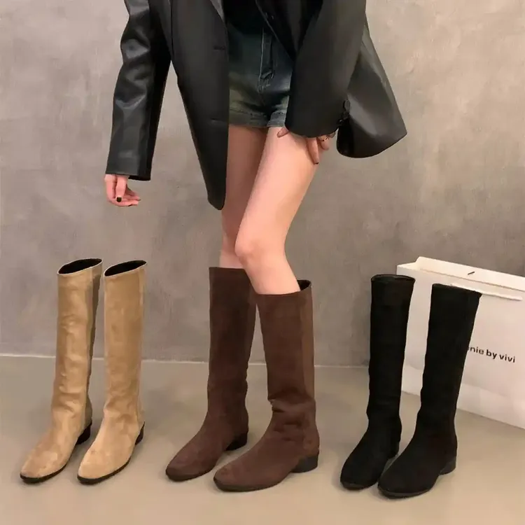 羊皮版~内增高秋冬瘦瘦靴靴子女款爆款2025新款侧拉链直筒女靴