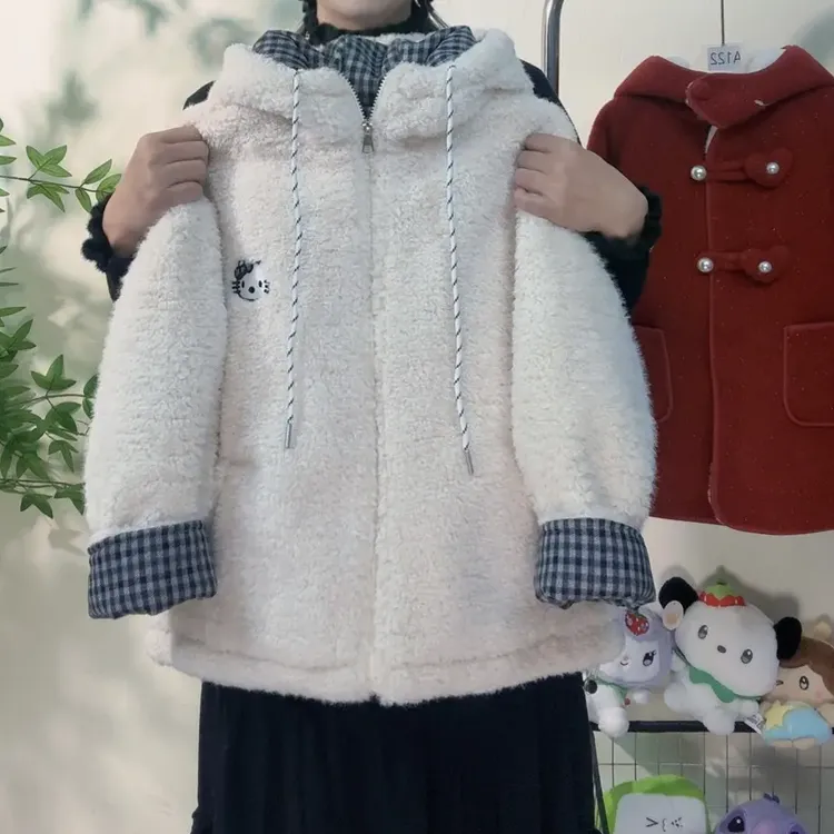 （悠悠女童）女童冬季毛毛衣外套加绒加厚韩版宽松保暖休闲外套