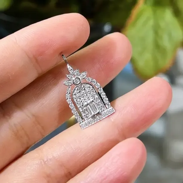 PT950铂金满钻城堡幸福之门吊坠女款轻奢高定