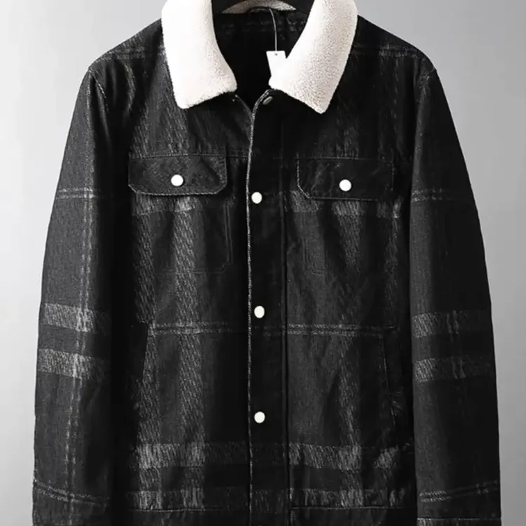 177a秋冬款羊羔毛翻领可脱卸加绒46%绵羊毛牛仔冬天夹克外套毛领
