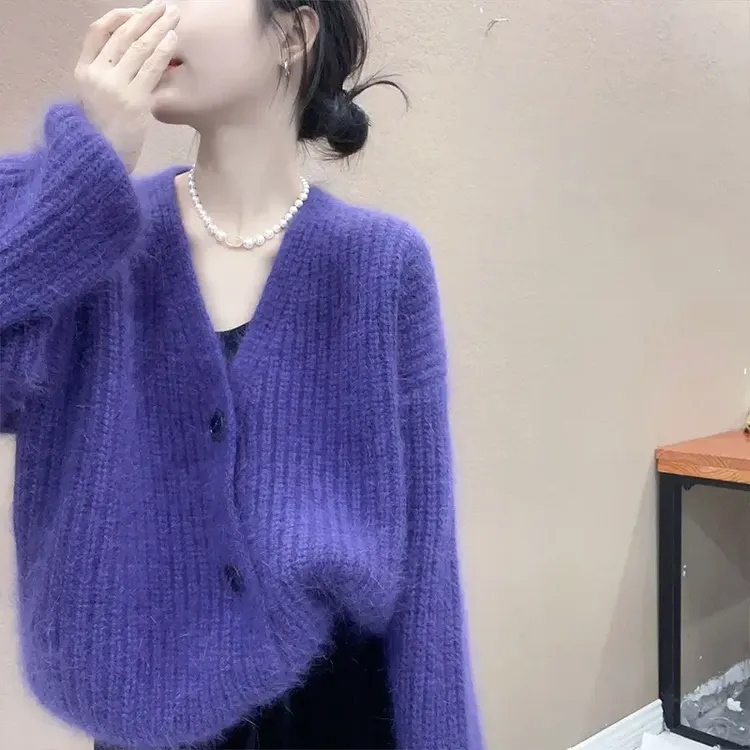 春秋慵懒风长袖短款毛衣外套女2025秋季新款小个子时尚软糯感上衣
