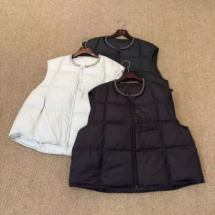 595-圆领宽松型95绒羽绒服马甲拉链轻薄圆领网红宽松休闲马夹