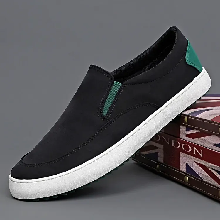 男士帆布鞋2025春季新款休闲鞋简约百搭男鞋一脚蹬懒人鞋轻便舒适