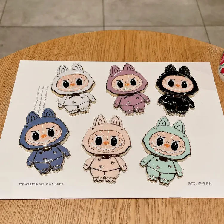 卡通可爱拉布布补妆镜手机粘贴式支架便携横竖两用可支撑创意摆件