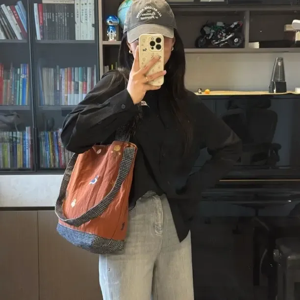 托特包拉链编织防脏双根单肩包百搭时尚卡通拼色