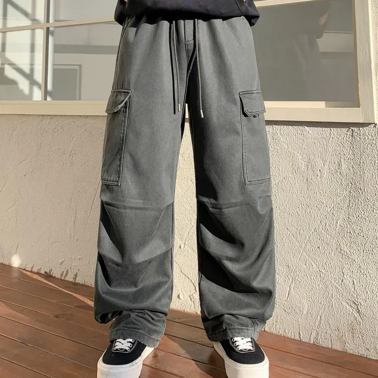 秋冬加绒宽松直筒男士美式复古百搭工装休闲长裤