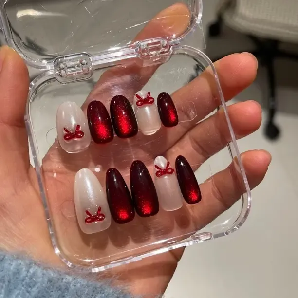 宝石红 新年猫眼款简约甜美显白甲