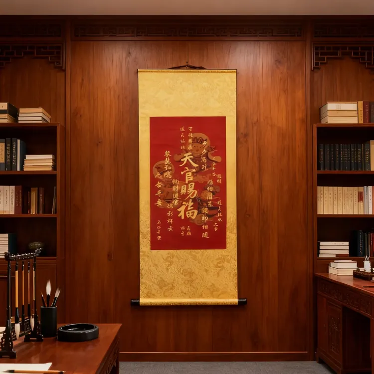 新款高端正品天官宣纸挂画用于客厅玄关书房装饰