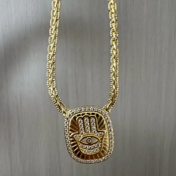 铜合金合成锆石项链 铜合金时尚创意微镶字母轻奢百搭项链