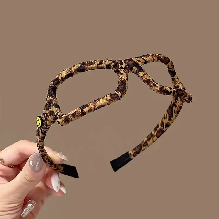 高端豹纹气质眼镜发箍女2025新款时尚发卡百搭高颅顶头箍头饰E365