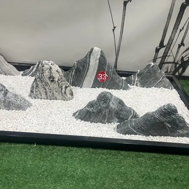 雪浪石切片组合景观石适合书房庭院室内外装饰
