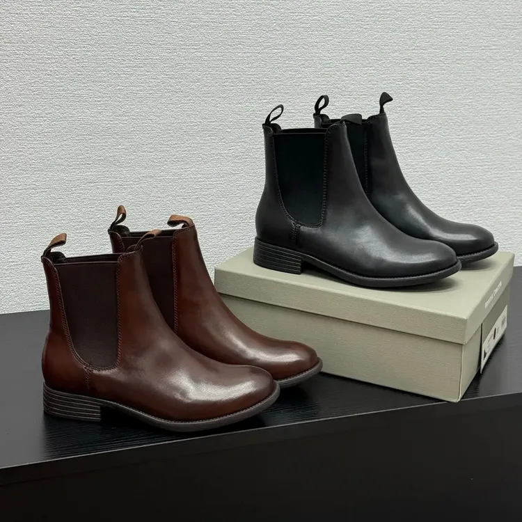 （东莞胖哥胖嫂）英伦风短筒烟筒靴厚底切尔西靴秋季套筒高帮复古