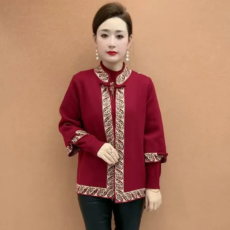 10105妈妈装秋冬两件套新大码中年女士羊毛衫打底衫外穿长袖毛衣