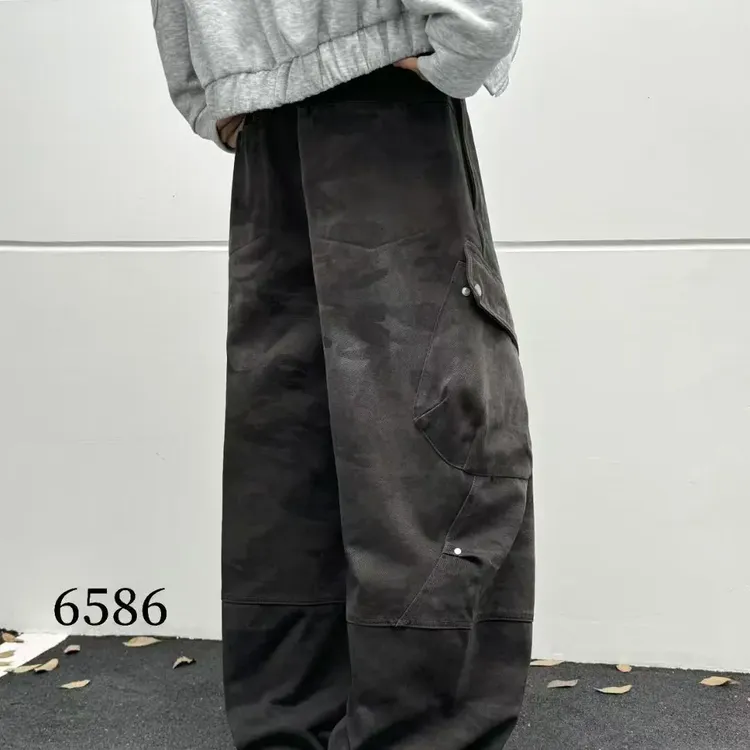 迷彩阔腿男式美式宽松迷彩长裤ins裤子休闲裤长裤