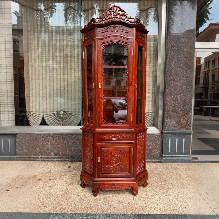 缅甸花梨木红木墙角柜全榫卯工艺新古典多功能置物储物柜展示柜
