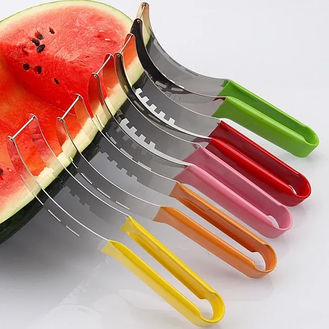 新款彩色西瓜切防滑手柄哈密瓜西瓜切片器不锈钢水果取肉切块