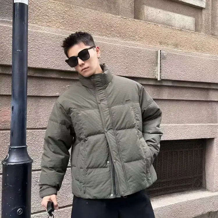 冬季男士韩版修身立领短款字母压花保暖羽绒服