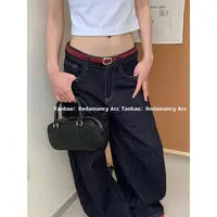 精细简约高级感银色金属扣腰带红色皮革皮带休闲百搭日常配饰带女