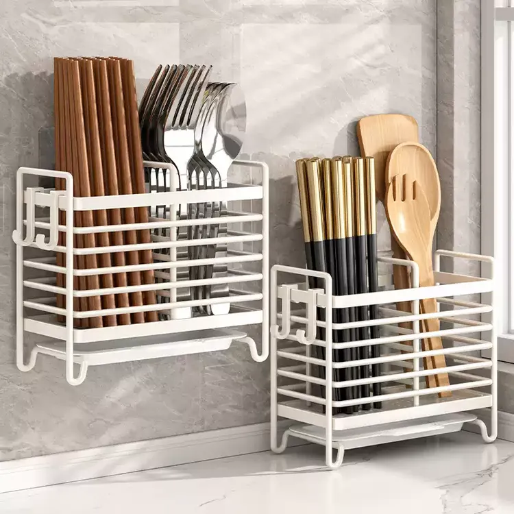 筷子收纳盒厨房置物架壁挂式家用筷筒筷笼勺子餐具沥水台面收纳架