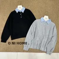 【欧尼家】早秋～韩系假两件卫衣 衣长57