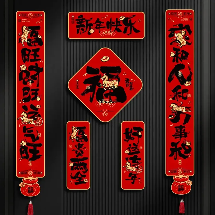 磁吸对联2026新款马年春联过年春节新年装饰家用挥春大门贴福字贴