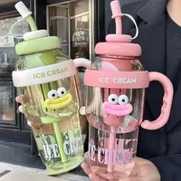 高颜值手柄杯便携大容量塑料学生杯简约户外耐高温水壶套装网红