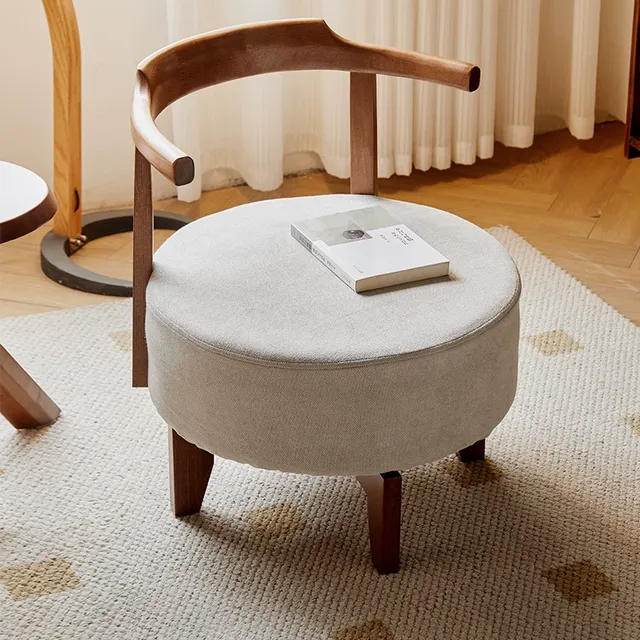 可旋转小椅子实木家用矮凳软包小凳子现代简约客厅成人靠背沙发凳