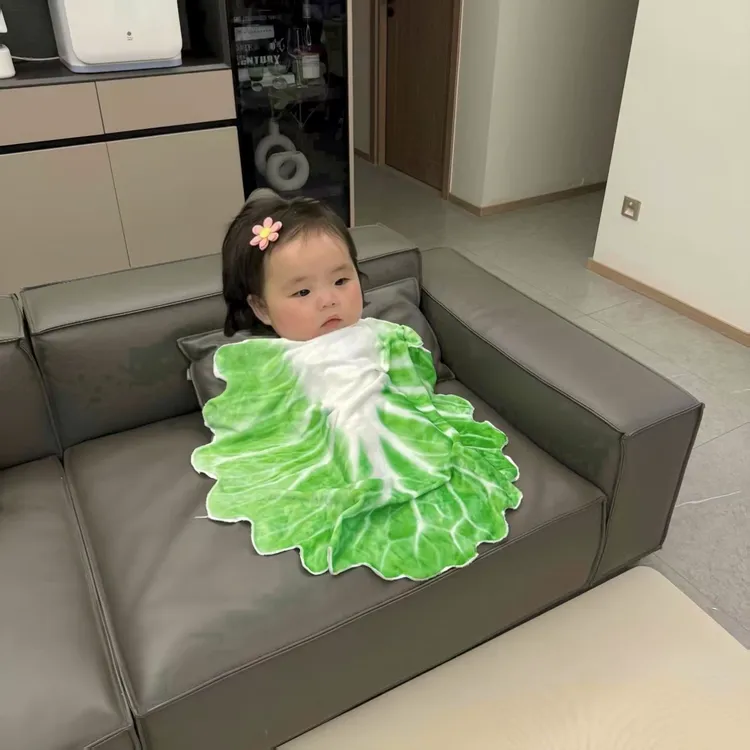 白菜毯子仿真蔬菜午睡毯儿童宝宝裹毯拍照道具搞笑毛毯法兰绒盖毯