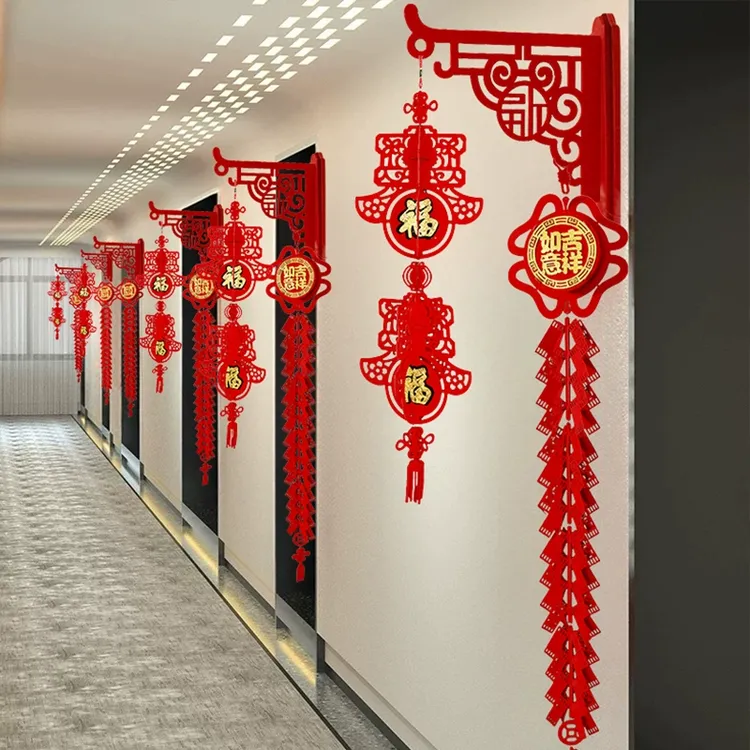 2025新年福字挂饰春字灯笼鞭炮挂件蛇年春节过年装饰房门氛围布置