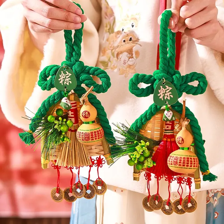 端午节艾草入户大门扫帚挂件装饰万字结葫芦香包香囊节日饰品可爱