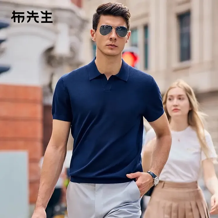 Mr.R布先生意式海鸥领针织polo衫凉感透气翻领商务t恤夏季男短袖