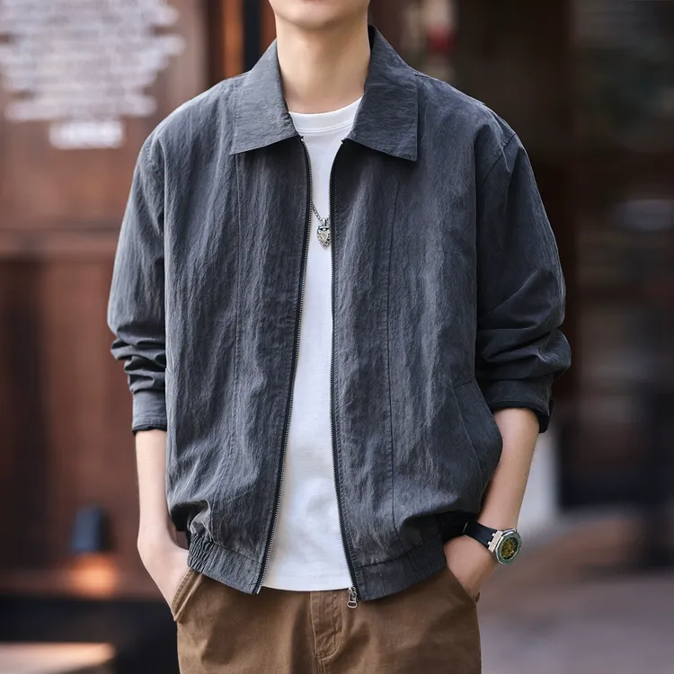 格蓝鹿美式复古潮牌莱赛尔男士夹克2025春季新款宽松复古上衣外套