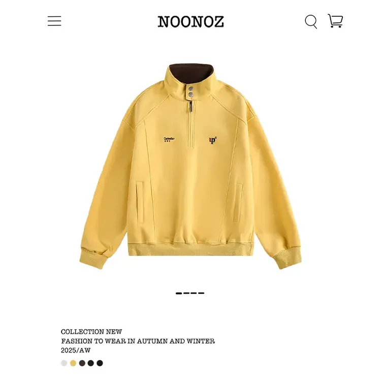 SJNOONOZ琥珀流光风美式半拉链立领运动卫衣男潮牌秋季情侣Polo衫