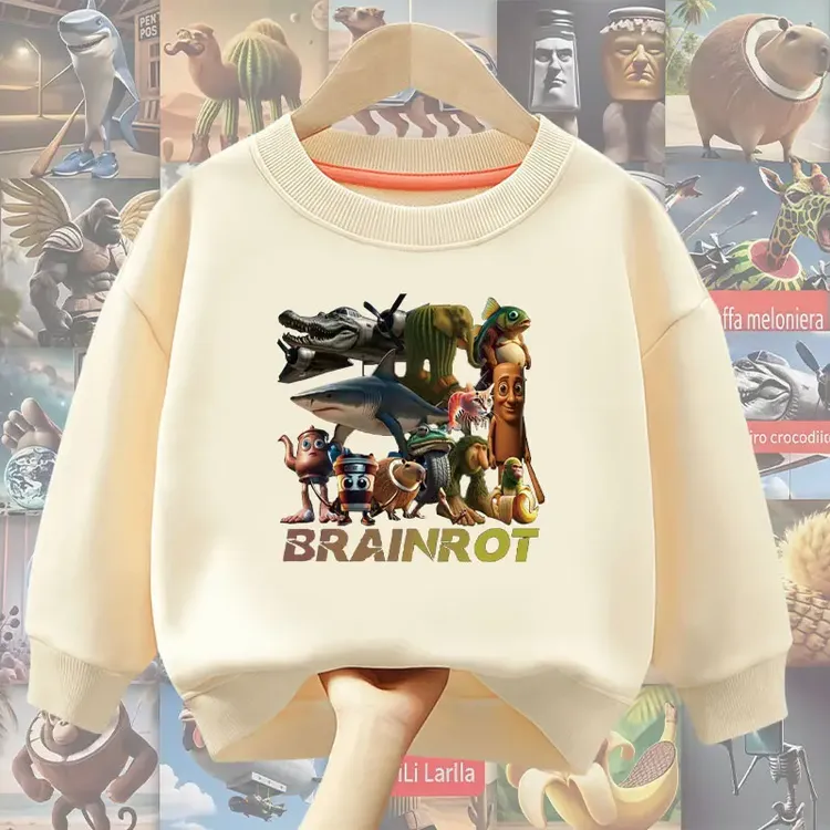 美国山海经通通哥木棍人童装潮牌周边衣服春秋款儿童圆领卫衣上衣