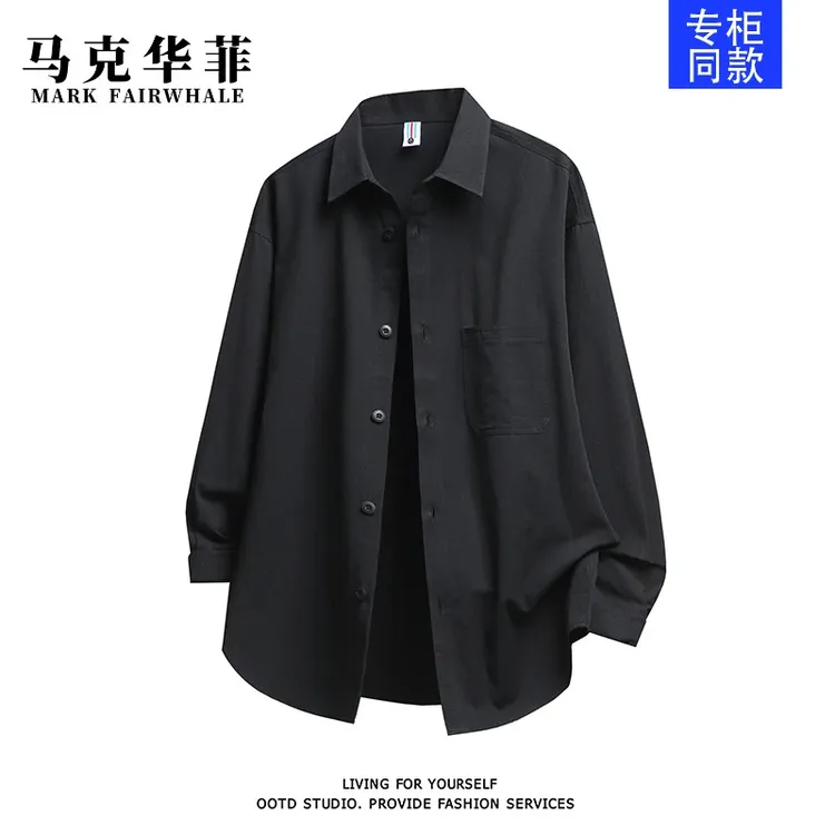 马克华菲男士2025秋季新款长袖工装衬衣美式休闲衬衫百搭宽松外套