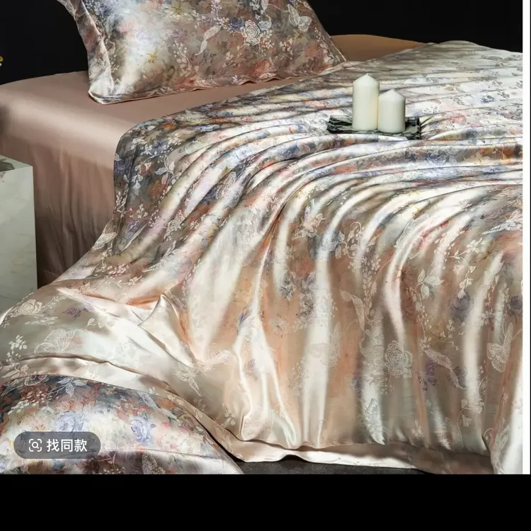 鎏光溯梦欧式轻奢蚕丝缎兰精天丝棉桑珍丝高端提花四件套床品