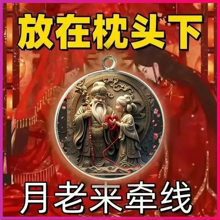 月老牵线提升桃花运男女生脱单夫妻情侣护爱情招桃花旺姻缘钥匙扣