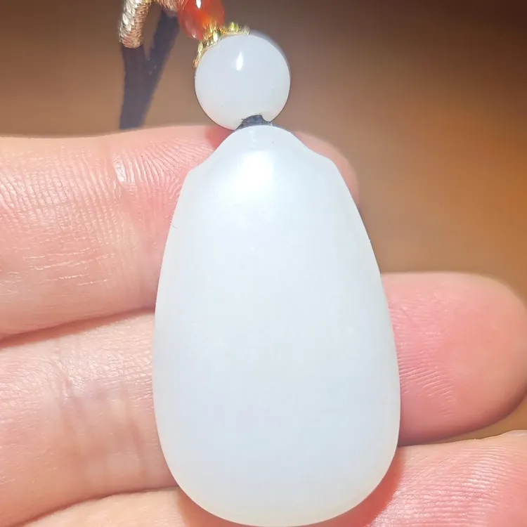 和田玉白玉平安无事牌吊坠男女款玉石饰品