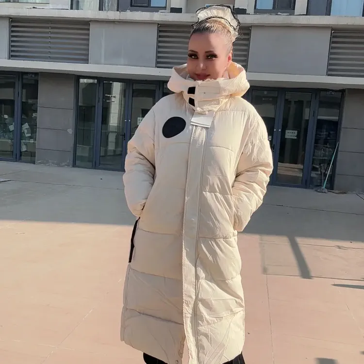 拉链优等品长款女连帽户外厚款运动防风中长款