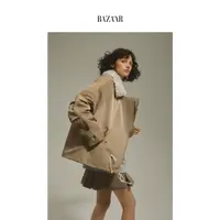 BAZAAR RED【明星同款】可拆卸真两件仿羊羔毛外套棉服2669
