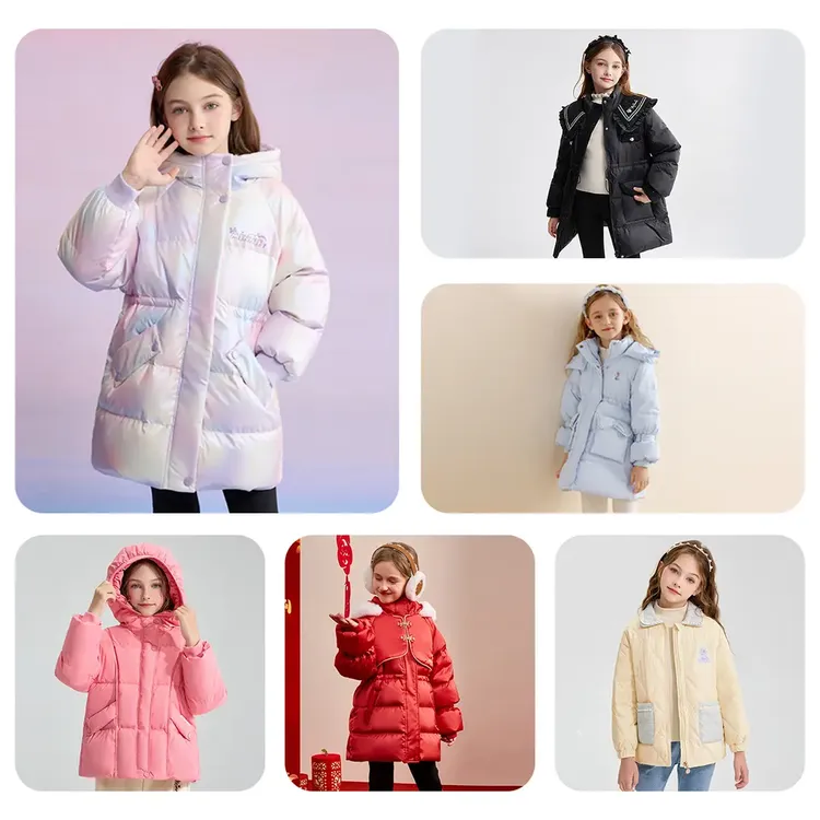 Disney/【专柜】冬季中长款加厚白鸭绒时尚保暖儿童羽绒服