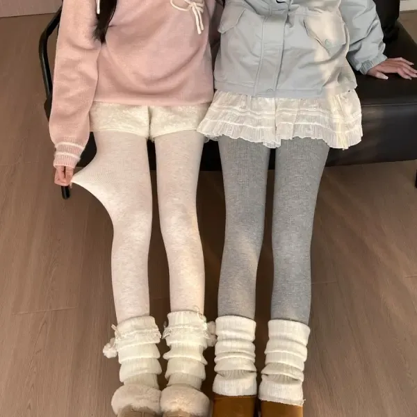 灰色加绒小个子打底裤显瘦秋裤踩脚紧身裤袜女秋冬季外穿百搭保暖